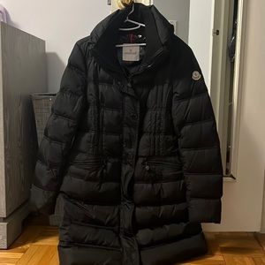 Moncler black jacket. used but very few times. exterior and interior pockets